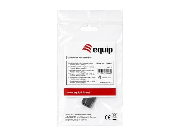 Equip 769404, Flat, Svart, USB C, USB C, Hunkjønn, Hunkjønn