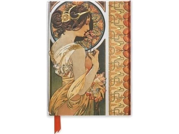 Anteckningsblock A5 linjer TW Primrose Alphonse Mucha