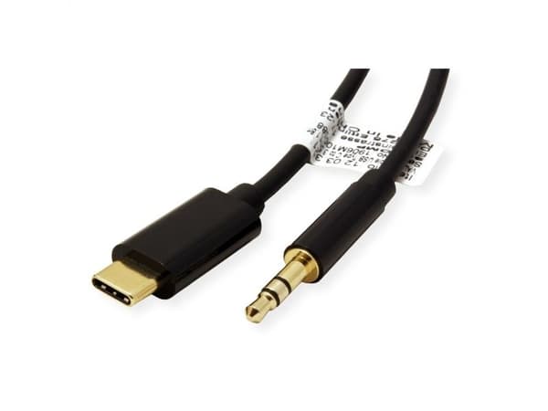 ROLINE 12.03.3218, Sort, Grå, USB C, 3.5mm, 3 m, Hanstik, Hanstik