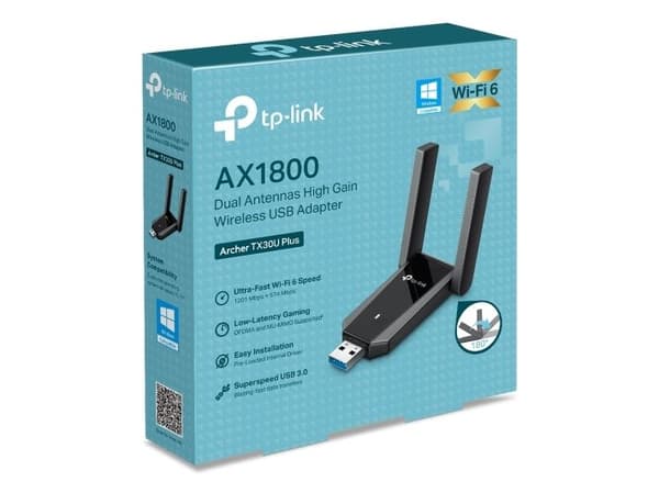 TP-Link TX30U Plus, langaton, USB, WLAN, musta