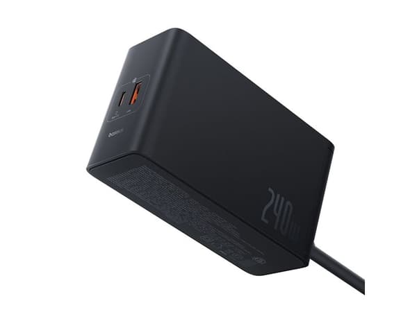 Baseus Digital GaN vegglader 240W (3xUSB-C + 1xUSB-A) - svart