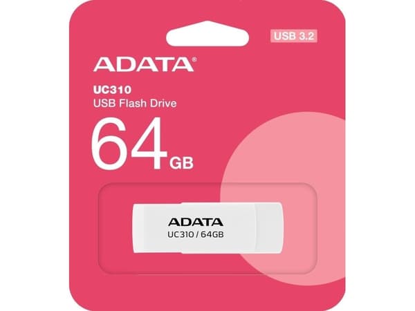 ADATA UC310 - USB flash-enhet - 64 GB - USB 3.2 Gen 1 - vit