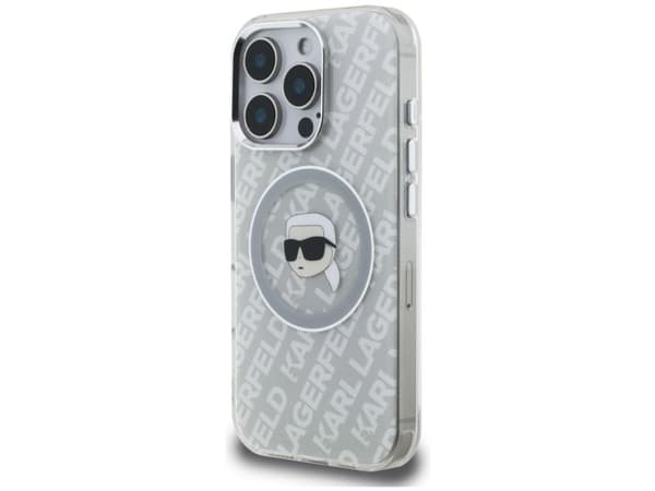 Karl Lagerfeld IML Karl Head-logo MagSafe-etui til iPhone 16 Pro Max - grå
