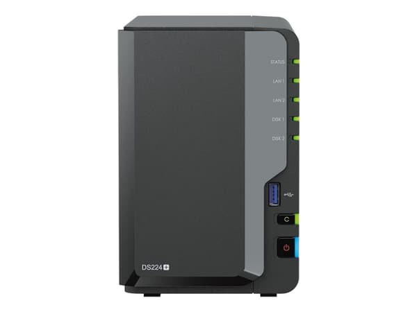 Synology Disk Station DS224+ - NAS-server - RAID 0, 1, JBOD - RAM 2 GB - Gigabit Ethernet - iSCSI support