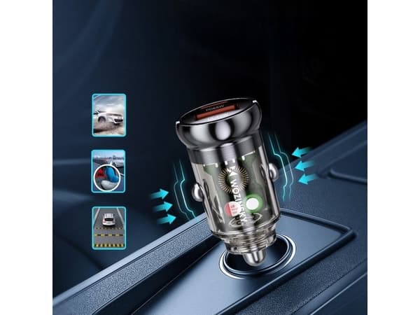 Wozinsky bil­lader 65W – USB-C PD 65W / USB-A 45W QC 3.0, svart