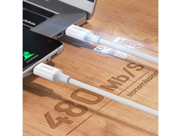 Ugreen 60518, 1 m, USB C, USB C, USB 2.0, 480 Gbit/s, Vit