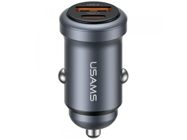 USAMS biladapter CC322 30W 1xUSB-A 1xUSB-C, tarnish