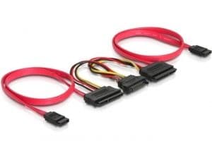 DeLOCK SATA All-in-One cable for 2x HDD, 0,5 m, Punainen