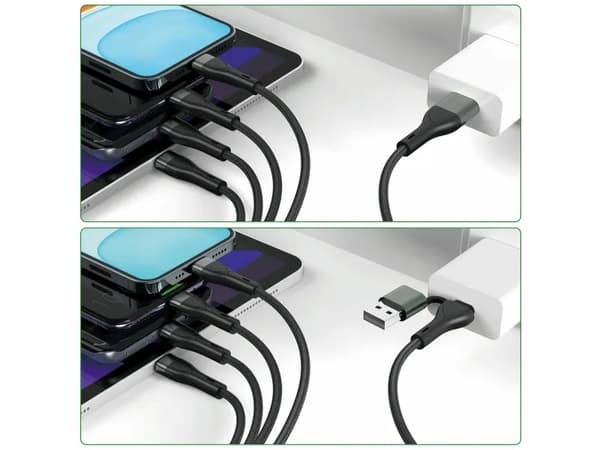 4smarts 541023, 1,2 m, USB A/USB C, USB C/Micro USB-A/Lightning, Svart