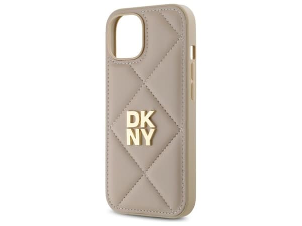 DKNY quiltad stack-logga iPhone 15-skal - beige