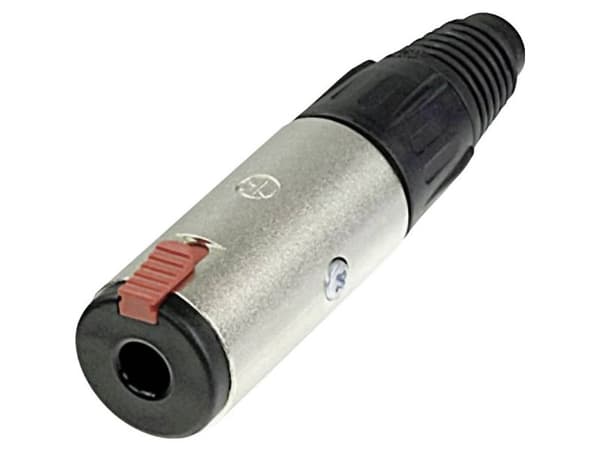Neutrik NJ3FC6-BAG, Jack, Sort, Rød, Messing, Polyamid, Polyurethan, Sølv, 500 V, 10 A