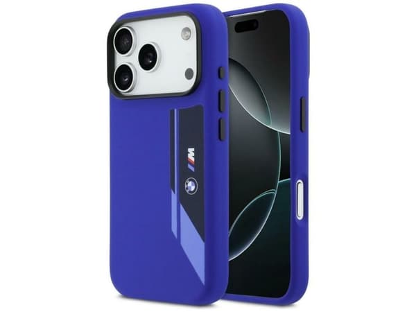 BMW M Silicon Vertical Logo MagSafe Case for iPhone 17 Pro - Navy Blue