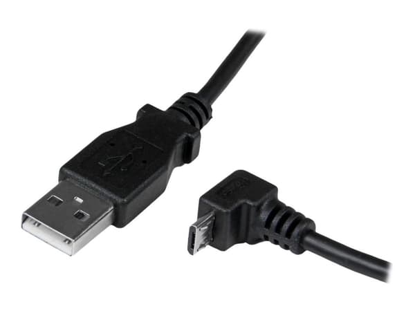 StarTech 2m Micro USB Cable Cord - A to Down Angle Micro B - Down Angled Micro USB Cable - 1x USB A (M), 1x USB Micro B (M) - Black (USBAUB2MD) - U...