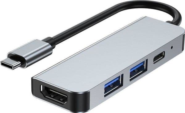 HUB Tech-Protect V2 4-i-1 USB-C - USB-A 3.0 / USB-A 2.0 / USB-C / HDMI - grå