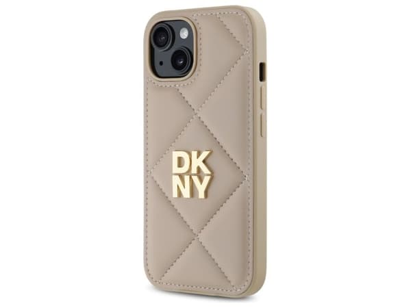 DKNY quiltad stack-logga iPhone 15-skal - beige