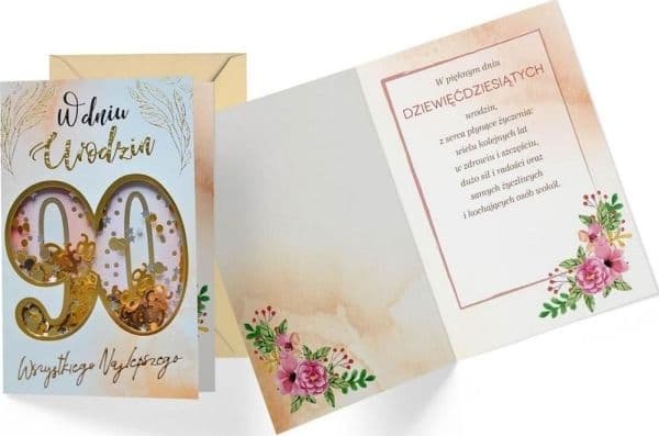 KUKARTKA Pass B6 konfetti KNF-044 90-årsdag