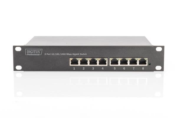 DIGITUS - Switch - ohanterad - 8 x 10/100/1000Base-T - rackmonterbar