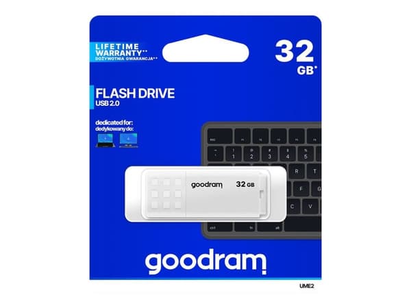 GOODRAM UME2 - USB-flashstasjon - 32 GB - USB 2.0 - hvit