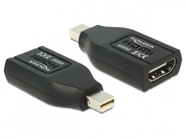 DeLOCK 65552, mini Displayport, HDMI, Musta