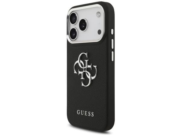 Guess Grained Big 4G Classic Logo – iPhone 17 Pro-skal (svart)