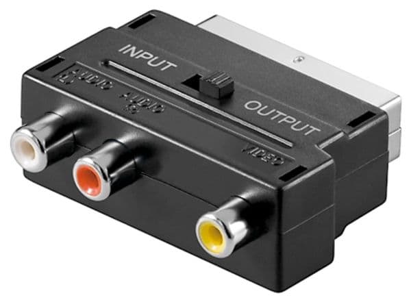 Goobay 50122, SCART (21-pin), 3 x RCA, Hankjønn, Hunkjønn, Sort, CE, WEEE