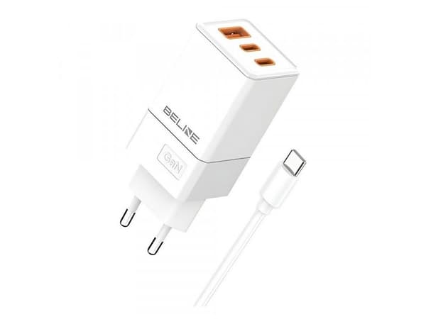 Lader 65W GaN 2xUSB-C + USB-A + USB-C-kabel