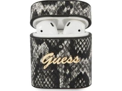 Guess beskyttelsesetui GUACA2PUSNSMLBK Python Collection til AirPods 1/2, svart-grå
