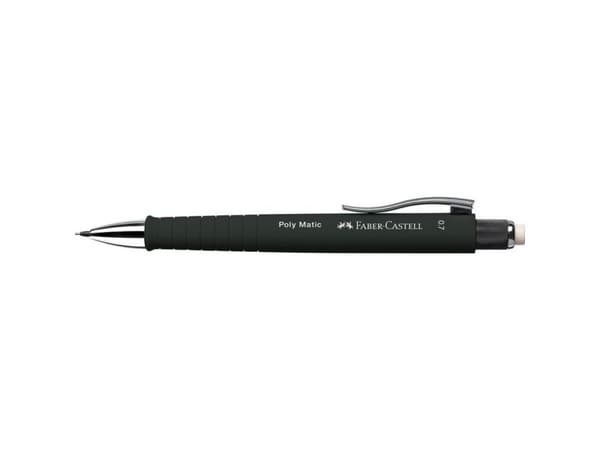 Faber-Castell Poly Matic, 0,7 mm, B, Triangulær, Svart, Svart, Twist-out