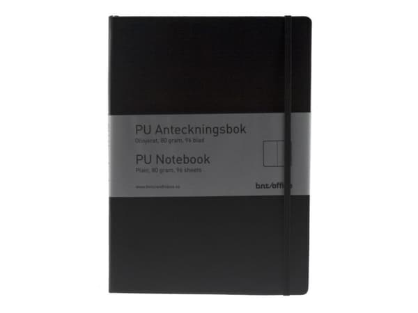 Notesbog BNT A4 sort ulinjeret m/96 blade 80g