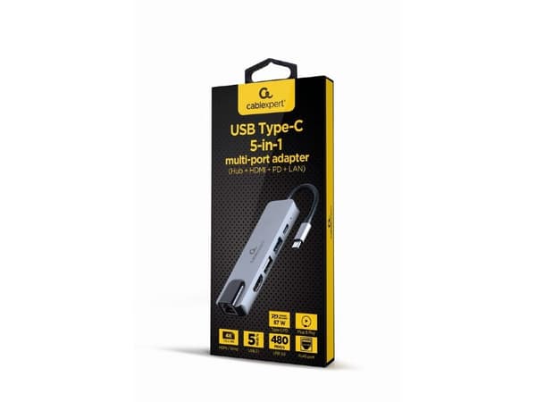 Cablexpert A-CM-COMBO5-04 - Dokkingstasjon - USB-C 3.1 - HDMI - 100Mb LAN