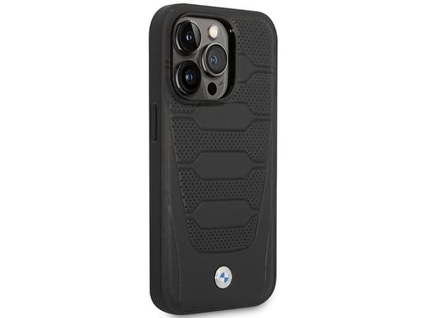 Deksel BMW BMHMP14X22RPSK til iPhone 14 Pro Max 6.7" - sort/sort skinnsetemønster MagSafe