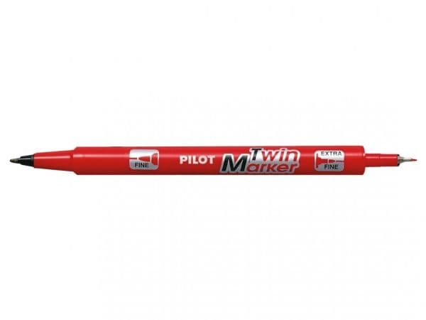 Pilot Twin Marker, Rød, 0,4 mm, 0,8 mm