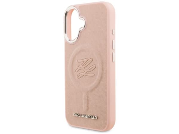 Karl Lagerfeld Initial &amp; Metal Logo MagSafe iPhone 16 Case - Pink
