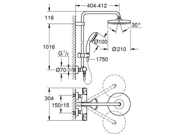 GROHE Tempesta System 210, 1 stykker