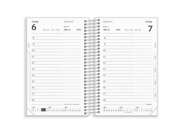 Mini dagkalender med 4 illustrationer i PP-plast 2027
