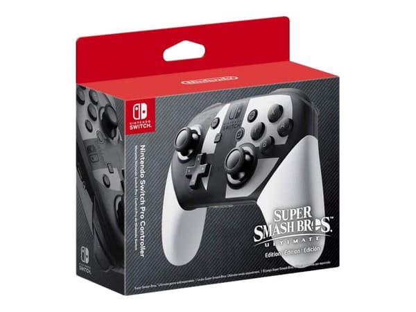 NINTENDO Switch Pro Controller - Super Smash Bros. Ultimate Edition - håndkonsoll - 14 knapper - trådløs - Bluetooth - grå, hvit - for Nintendo Switch