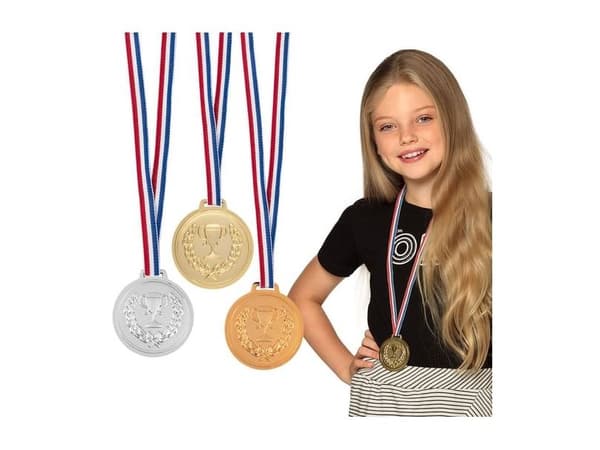3 medaljer guld, silver, brons