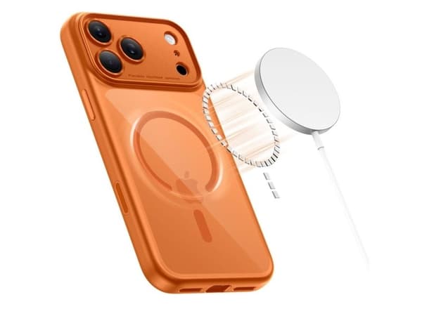 Tech-Protect Magpeak MagSafe CC-deksel til iPhone 17 Pro - Transparent oransje