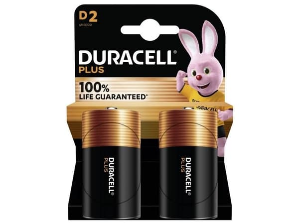 Batterier Duracell Plus Power D alkaliska 2 st/pack