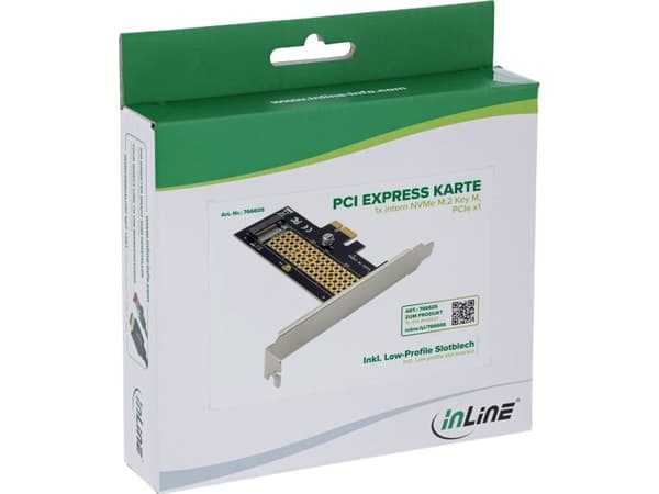 InLine 76660S, PCIe, M.2, Hankjønn, PCIe 3.0, Taiwan, 1 Gbit/s