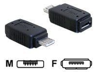 DeLOCK Adapter USB micro-A+B female to USB micro A-male, USB micro A, USB micro-A+B, Musta