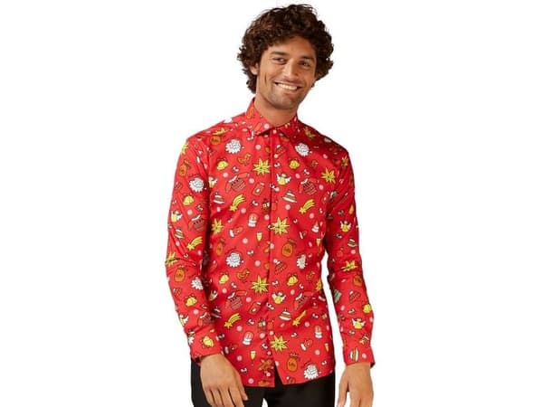 Juleskjorte Doodle Red