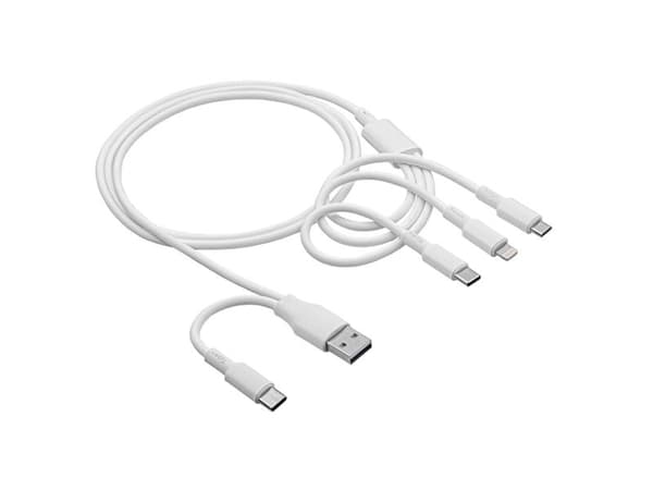 Akyga AK-USB-52, 1,2 m, USB A/USB C, USB C/Micro-USB B/Lightning, Valkoinen