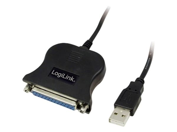 LogiLink USB / D-SUB 25 sovitinkaapeli, 1.8m, 1,8 m, USB, D-sub (DB-25), Sort, Hanstik/Hunstik