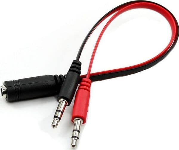Mozos Jack 3.5mm - Jack 3.5mm x2 kaapeli 0.2m punainen (ASM-2)
