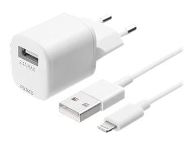 DELTACO USB-AC181 – Virtalähde – 12 wattia – 2,4 A (USB) – valkoinen