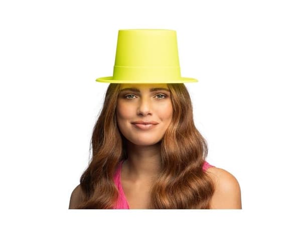 Neonkeltainen silinterihattu UV