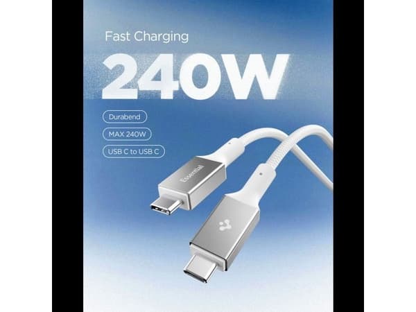 Spigen Essential EB24015CC, 1,5 m, USB C, USB C, USB4 Gen 3x2, 40 Gbit/s, Valkoinen