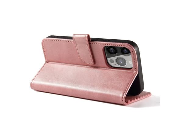 Plånboksfodral med stativ för iPhone 15 Pro MagSafe - rosa