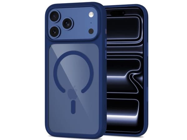 Tech-Protect MagOne MagSafe CC Case + Tempered Glass 2-Pack for iPhone 18 Pro / 17 Pro - Clear Navy Blue